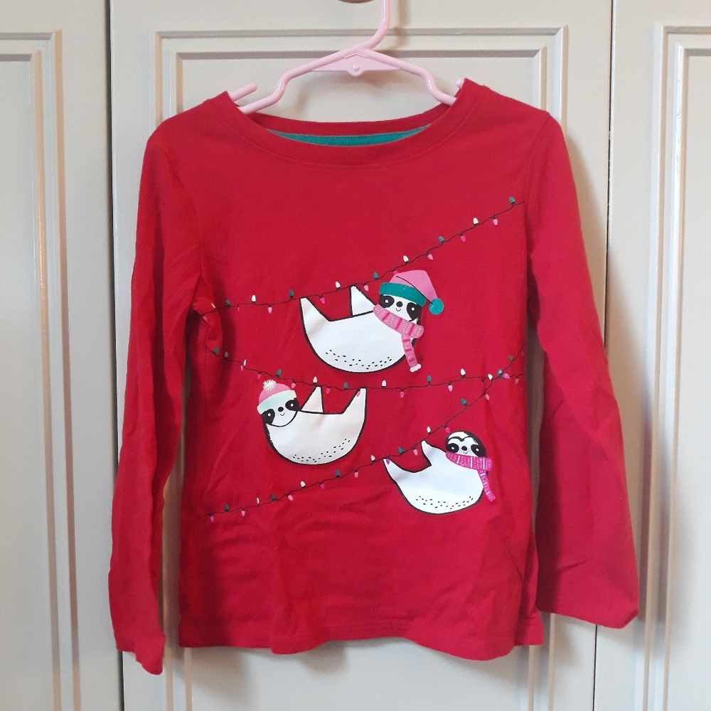 Girls Long Sleeved Holiday Season Sloth Tee